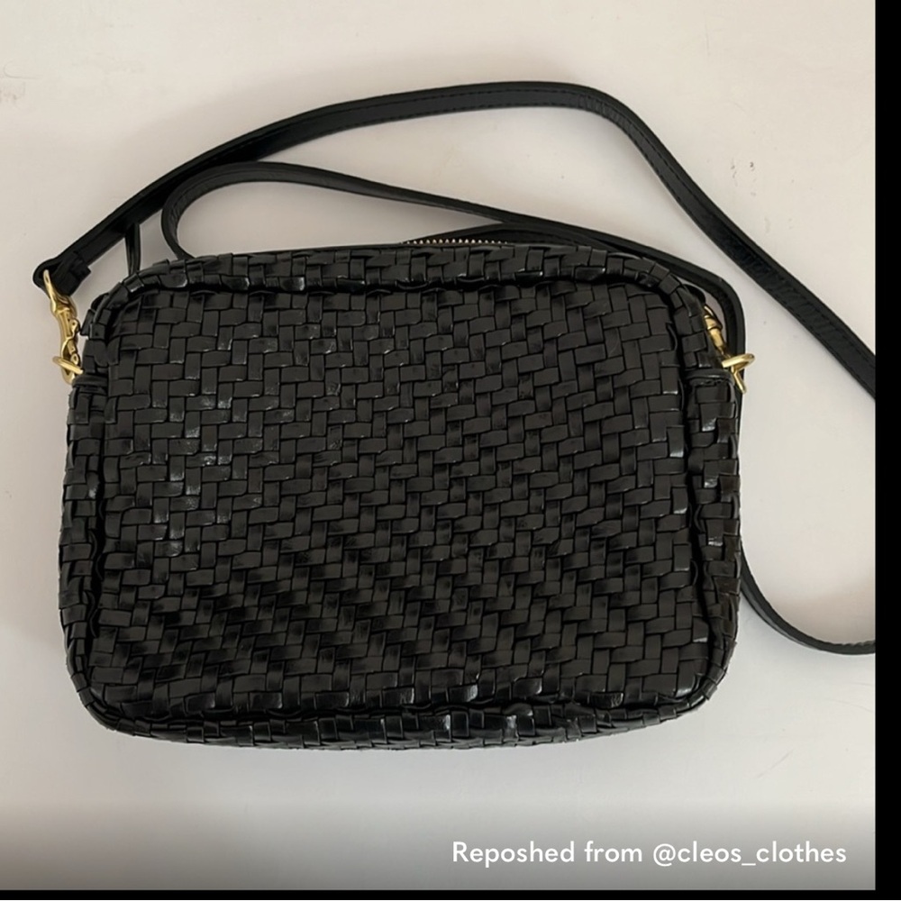 Clare V Black Woven midi Crossbody Bag